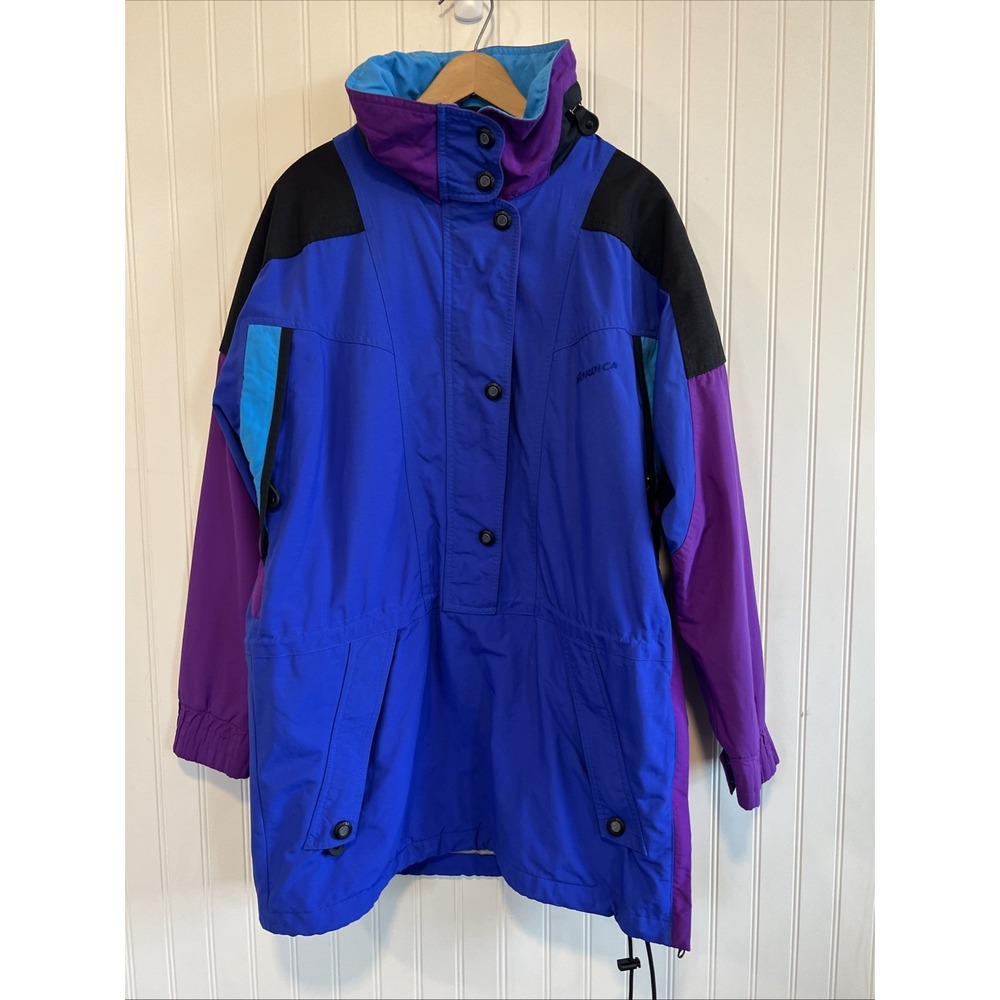 Nordica Womens Winter Snow Ski Jacket Pullover Size 10‎ VTG Purple Royal Blue